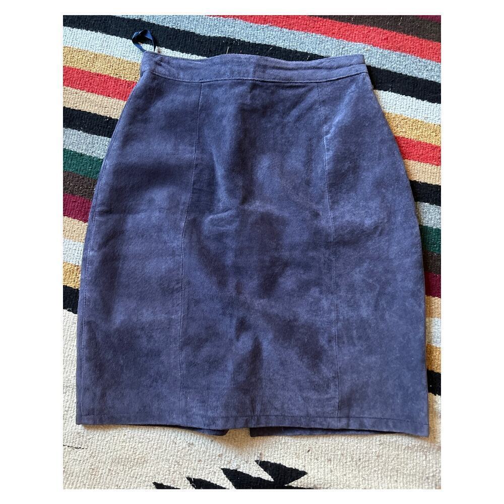 Vintage Suede Indigo Pencil Skirt Size 5 Paris Blues